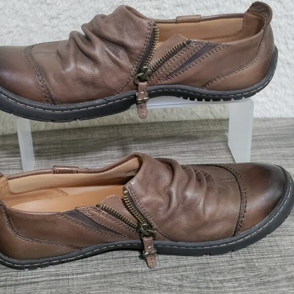 Earth Kalso Invoke Brown Leather Ruched Slip-On Shoes Size 9.5B - Picture 12 of 14